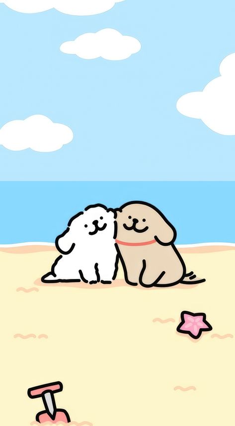 Maltese Wallpaper Iphone, Simple Cartoon Background, Maltese Cartoon, Maltese Wallpaper, Chibi Dog, Cocoppa Wallpaper, 강아지 그림, Cute Desktop Wallpaper, Cute Pastel Wallpaper