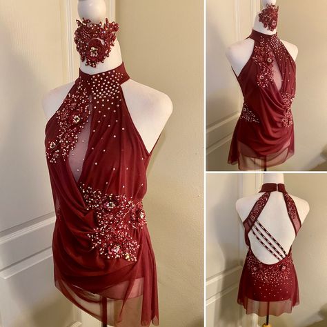 Please contact us for price quote and to place an order. SPECIAL ORDER ONLY Red Dance Costume Lyrical, Burgundy Dance Costumes, Dark Red Dance Costume, Jazz Dance Costumes Sassy Red, Dark Dance Costumes, Sequin Outfit Ideas, Jazz Dance Costumes Sassy, Red Dance Costumes, Rhinestone Ideas