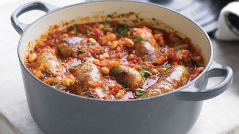 A simpler version of an authentic cassoulet from Neven Maguire. Bean Cassoulet, Sausage Cassoulet, Sausage Casserole Recipes, Sausage Stew, Beans And Sausage, Sage Sausage, Sausage Casserole, Bbc Food, Bbc Good Food