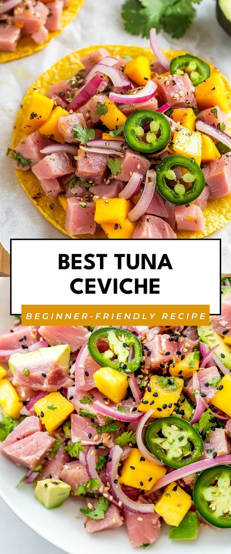 Image for Best Tuna Ceviche Tuna Ceviche Recipe, Ceviche Recipe Fish, Best Ceviche Recipe, Classy Appetizers, Recipes With Fish, Fish Ceviche, Mexican Ceviche, Mexican Appetizer, Honey Mango