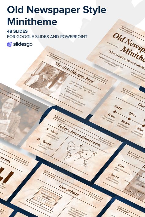 Vintage Ppt Template, History Ppt Template, Slidesgo Templates, Data Science Learning, Science Learning, Powerpoint Layout, Presentation Styles, Newspaper Template, Powerpoint Design Templates