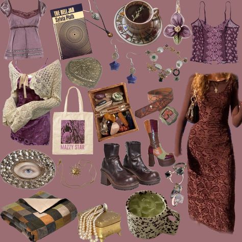 90s Hippy Fashion, Eclectic Witch Aesthetic Fashion, 70s Whimsigoth Aesthetic, Whimsigoth Music, Whimsigoth Essentials, Whimsigoth Crafts, 90s Witch Aesthetic Outfits, Whimisigothic Clothes, 90s Whimsigoth Aesthetic