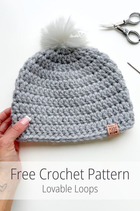 A cozy winter crochet hat made with a free super bulky yarn pattern, featuring sizes for all ages, perfect for beginners with a video tutorial included. Bulky Hat Crochet Pattern, Super Bulky Crochet Hat, Bulky Crochet Hat, Mens Crochet Hat, Super Bulky Yarn Patterns Crochet, Super Bulky Yarn Patterns, Crochet Hat Kids, Hat Crochet Pattern Free, Chunky Hat Pattern