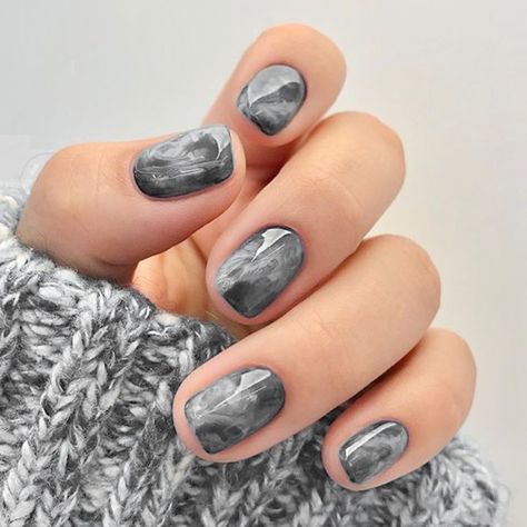 Granite Nail Designs, Grey Nails Design, Nail Art Marble, Grey Nail Designs, Hello Nails, Grunge Nails, Minimal Nails, Gray Nails, Pretty Nail Art