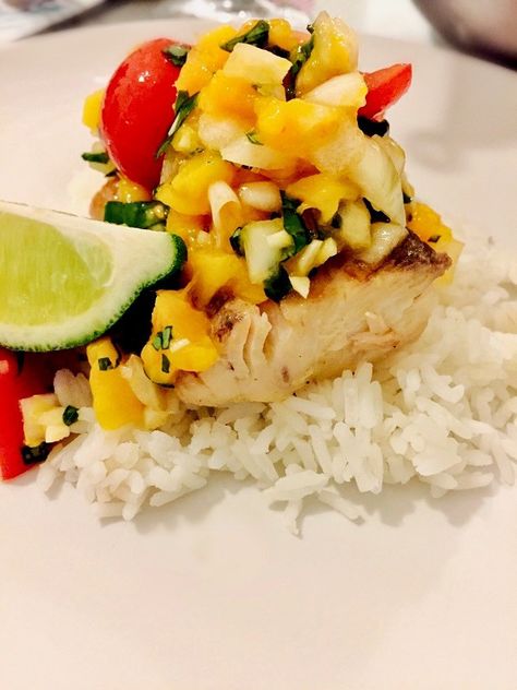 Coconut Curry Mahi Mahi, Mahi Mahi Mango Salsa, Mahi Mahi Recipes With Mango Salsa, Blackened Mahi Mahi With Mango Salsa, Mahi Mahi With Mango Salsa, Honey Glazed Mahi Mahi, Maui Maui Fish Recipes Mahi Mahi Mango Salsa, Small Tomatoes, Cracked Pepper