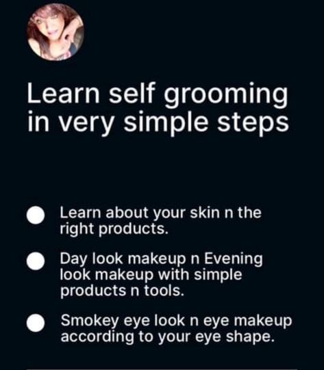 Learn makeup n self grooming Self Grooming Makeup Course, Self Grooming, Learn Makeup, Makeup Course, Basic Makeup, Eye Shapes, Styling Tips, Smokey Eye, Eye Makeup