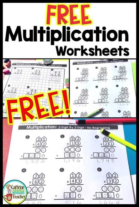 Multiplying 2-digits and multi-digit numbers can be tricky for students to learn. Download these FREE worksheets with multiplication organizers to help your students organize and remember the steps to take when solving double digit multiplication problems. Perfect for whole class, 4th grade, 5th grade, and special education students. Teachers and students love the organization. Multiplication Anchor Charts, 2 Digit Multiplication, Double Digit Multiplication, Printable Multiplication Worksheets, Multiplication Tricks, Multi Digit Multiplication, Multiplication Activities, Multiplication Problems, Teaching Multiplication