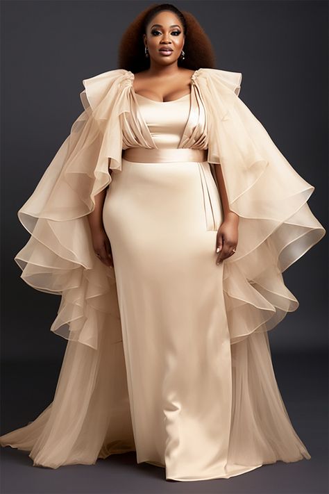 Xpluswear Plus Size Evening Gown Special Occasions, Mother Of The Bride Champagne, Gowns Mother Of The Bride, Dresses Champagne, African Print Dress Designs, Plus Size Cocktail Dresses, Plus Size Gowns, Fancy Wedding Dresses, Plus Size Party Dresses