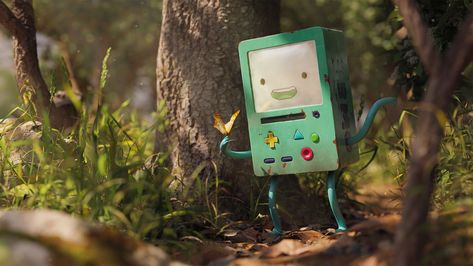 Adventure Time #forest #console #BMO #smiling fan art digital art #Blender Rachel Frick #1080P #wallpaper #hdwallpaper #desktop Adventure Time Bmo Wallpaper, Xbox Pfps, Wallpaper Adventure, Adventure Time Bmo, Computer Desktop Backgrounds, Pink Flowering Trees, Adventure Time Wallpaper, Desktop Background Images, R Wallpaper