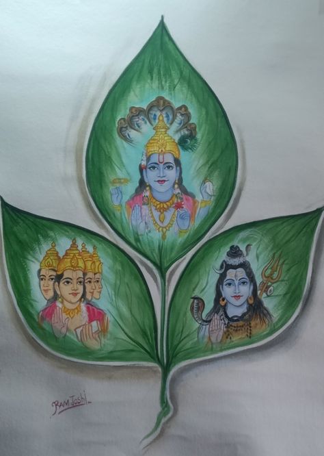 Brahma Vishnu Mahesh paintings bili Patra Vishnu Ji Drawing, Brahma Vishnu Mahesh, Ram Painting, Karthika Masam, Bird Silhouette Art, Gurudev Datta, God Blessings, Hanuman Ji Wallpapers, Vishnu Wallpapers