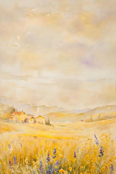 Aesthetic Watercolor Background, Yellowing Wallpaper, Field Of Yellow Flowers Painting, Goldenrod Painting, Watercolor Grass Field, Yellow Watercolor Painting, Wildflower Watercolor Painting, Yellow Fall Aesthetic, Yellow Painting Aesthetic