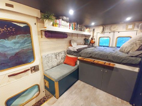 Woman Living in Her Off-Grid Ambulance Camper Conversion Ambulance Conversion Interior, Ambulance Camper, Ambulance Conversion, Cargo Van Conversion, Truck Conversion, Van Dwelling, Solar Shower, Travel Camper, Diy Camper Remodel