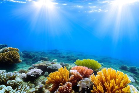 escena submarina. arrecife de coral del océano bajo el agua. mundo marino bajo el fondo del agua. Royalty, Coral, Quick Saves