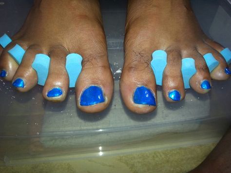 Electric blue polish pedicure Blue Polish, Nail Ideas, Electric Blue, Convenience Store Products, Nails, Blue