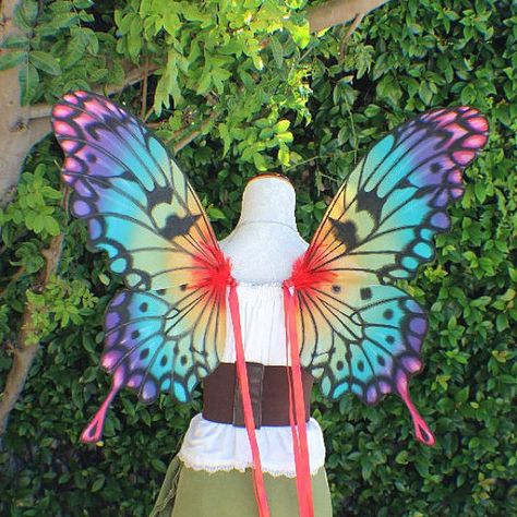 Custom Hand Painted Rainbow Swallowtail Butterfly Wings Butterfly Halloween Costume, Butterfly Halloween, Butterfly Fairy Wings, Butterfly Costume, Kids Christmas Party, Painted Rainbow, Boho Festival Fashion, Dance Accessories, Rainbow Butterfly