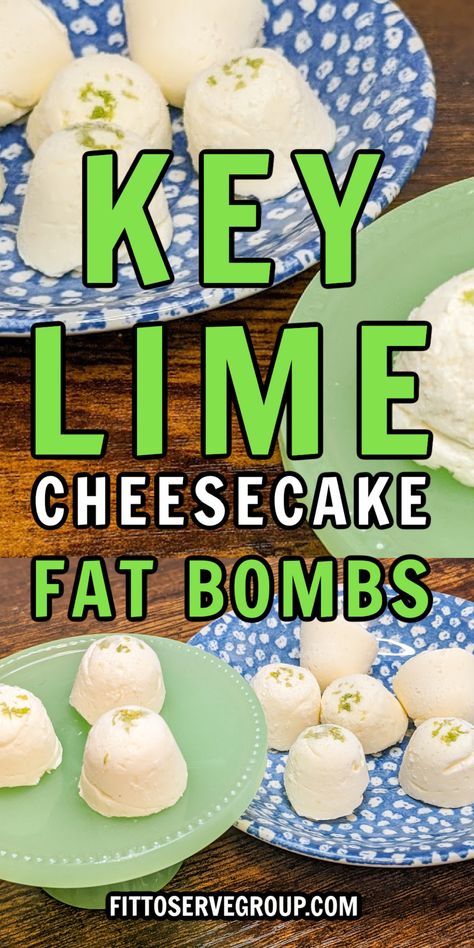 key lime cheesecake fat bombs on small green and blue plates Key Lime Keto Fat Boms, Key Lime Keto Dessert, Keto Key Lime, Keto Key Lime Cheesecake, Keto Lime Desserts, Key Lime Desserts, Keto Diet List, Key Lime Cheesecake, Lime Desserts