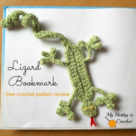 Crochet Lizard, Crochet Bookmarks Free Patterns, Easy Crochet Bookmarks, Crochet Ladybug, Bookmarks For Kids, Bookmark Crochet, Crochet Bookmark Pattern, Crochet Bookmark, Crochet Book