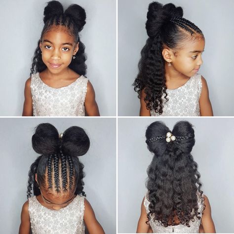 Black Flower Girl Hairstyles, Flower Girl Hairstyles Black Kids, August Hairstyles, Flower Girl Wedding Hair, Wedding Hairstyles For Girls, Black Baby Girl Hairstyles, Silk Press Hair, Eva Hair, Kids Style Hair