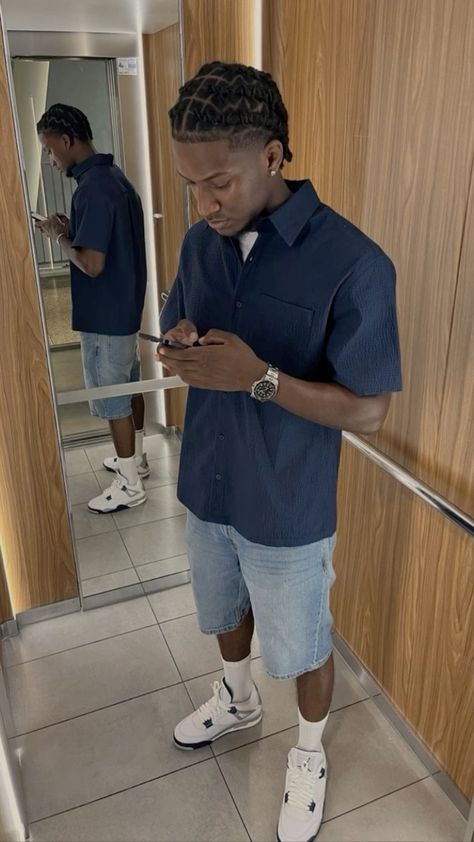 Original post linked; Male Outfit Ideas Summer, Miami Fits Men, Miami Outfit Men, Oversized Button Up Shirt Outfit Men, Men’s Vacation Outfit Ideas, Male Vacation Outfits, Jd Outfits, Summer Fits Black Men, Summer Vacation Outfits Men