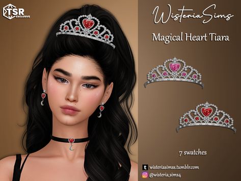 The Sims Resource - Sims 4 - Crown - WisteriaSims - For Woman - Magical Heart Tiara Sims Tiara Cc, Sims 4 Cc Princess Tiara, Ts4 Crown Cc, Sims 4 Tiara Cc, Sims 4 Cc Tiara, Sims 4 Long Dress Cc, Sims 4 Crown Cc, Mod For Sims 4, Ts4 Skin