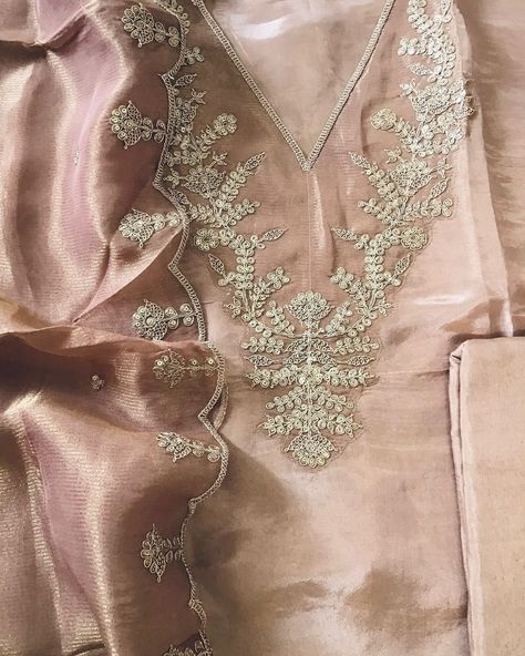 Festive edit Product Details - Pure #tissue shimmer #silk embroidered top with pure tissue shimmer silk embroidered stole style dupatta and soft santoon bottom . . . . . What’s app 9096568686 or DM to order #ethnicwear #indianwear #tissuesilk #tissuefabric #embroidery #revaboutique86 #revaboutique #punjabisuits #textiles #textilesofindia Chanderi Suits, Silk Suit, Silk Material, Punjabi Suits, Churidar, Suit Set, Embroidered Silk, Embroidered Top, Indian Wear