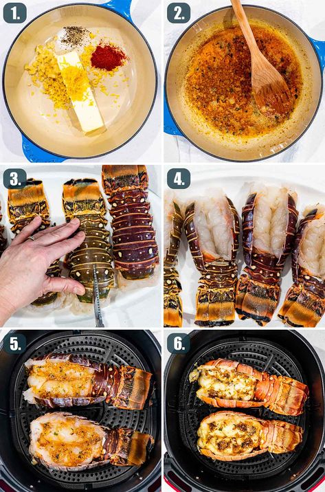 Lobster Air Fryer, Air Fryer Lobster Tails, Air Fryer Lobster, Easy Lobster Tail Recipe, Grill Lobster Tail Recipe, Fried Lobster Tail, Air Fryer Fish Recipes, Grilled Lobster Tail, Lobster Dishes