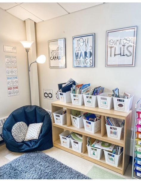 Classroom Library Corner, Class Library Ideas, Class Reading Corner, Toddler Reading Corner, Classroom Library Decor, Homeschool Classroom Setup, Classroom Reading Corner, 4th Grade Classroom Setup, Reading Corner Classroom