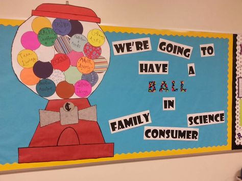 We're Going to Have a Ball in Family Consumer Sciences bulletin board Family And Consumer Science Bulletin, Facs Bulletin Board, Science Bulletin Boards, Family And Consumer Science, Career Exploration, Middle School Classroom, School Resources, Early Childhood Education, School Classroom