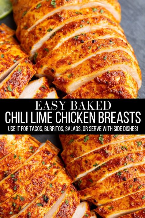 Chili Lime Chicken Marinade, Baked Skinless Chicken Breast, Chili Lime Chicken Tacos, Chile Lime Chicken, School Meal Prep, Lime Chicken Breast, Fiesta Lime Chicken, Baked Chili, Lime Marinade For Chicken