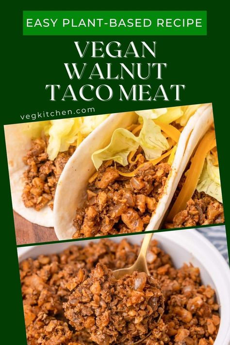 Walnut Taco Meat, Vegan Tacos Meat, Plant Based Recipe, Meat Replacement, Taco Seasoning Packet, Vegan Chili, Cremini Mushrooms, Vegan Tacos, Taco Meat