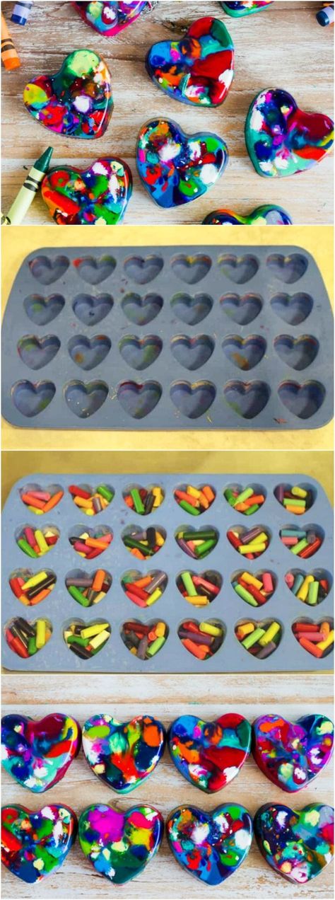 Are you looking for an easy DIY Valentine class gift Something non-candy, no sugar, peanut free and all of that...These Valentine's Heart Shaped Crayons will be a classroom party favorite! #diy #hearts #valentine #noncandy #crayons #crafts Heart Shaped Crayons, Diy Halloween Gifts, Saint Valentin Diy, Valentines Bricolage, Crayon Crafts, Valentine Gifts For Kids, School Friends, Friends Diy, Diy Valentine