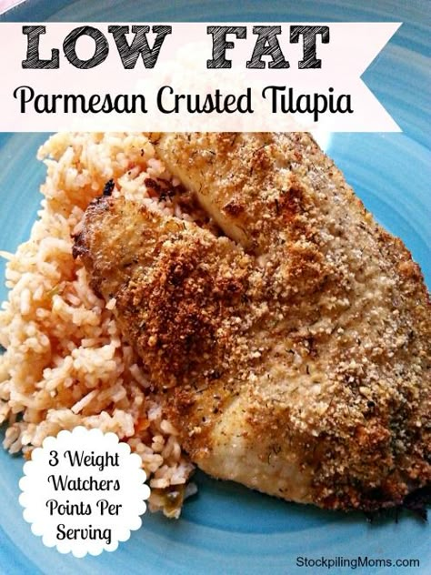 Low Fat Parmesan Crusted Tilapia Weight Watchers Menu, Parmesan Crusted Tilapia, Crusted Tilapia, Tilapia Recipes, Menu Planner, Parmesan Crusted, Low Fat Recipes, Ww Recipes, Weight Watchers Meals