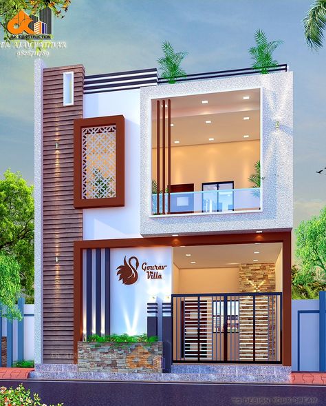 East Facing House Elevation, Residence Facade, Salon Gold, Modern Bungalow House Design, House Outer Design, Small House Elevation, Small House Front Design, House Balcony Design, Temple Design For Home