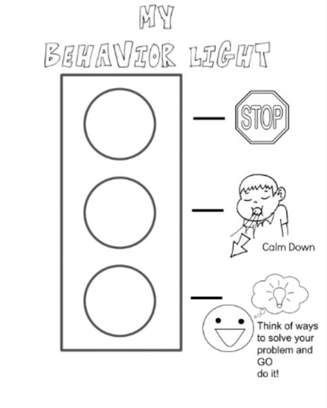 Behavior Stop Light coloring page I created for my kiddos. When you are angry, use your stop light to remind you how to behave appropriately. When you feel like you're losing control STOP. Next, take some time to CALM DOWN. Finally, THINK of solutions to your problem and GO solve it! Light Coloring Page, Anger Management For Kids, Anger Management Activities, Anger Management Worksheets, Coping Skills Activities, Elementary Counseling, Social Emotional Learning Activities, Therapeutic Activities, Child Therapy