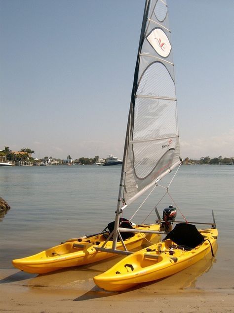 Kayak Catamaran Dinghy Catamaran Sailboat, Sailing Kayak, Kayaking With Dogs, Double Kayak, Kayaking Tips, Cruiser Boat, Duck Boat, Outrigger Canoe, Kayak Boats