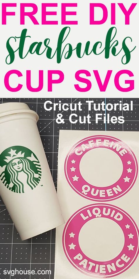 Make this fun DIY Starbucks cup decal with these two free SVG cut files. Follow along with the fun step by step picture tutorial using your Cricut. #starbucks #starbucksgift #starbuckscup #tutorial #cricuttutorial #svg #svgcutfile #cricut #cutfiles #craft #crafts #craftideas #crafts #handmade #homemade #homemadegifts #heattransfervinyl #vinylprojects #cricutprojects Cricut Starbucks Cup Template Size, Starbucks Cricut Svg, Diy Starbucks Cup Cricut, Starbucks Svg File Free Cricut, Diy Starbucks Cup, Cricut Cups, Diy Starbucks, Starbucks Cup Design, Starbucks Svg