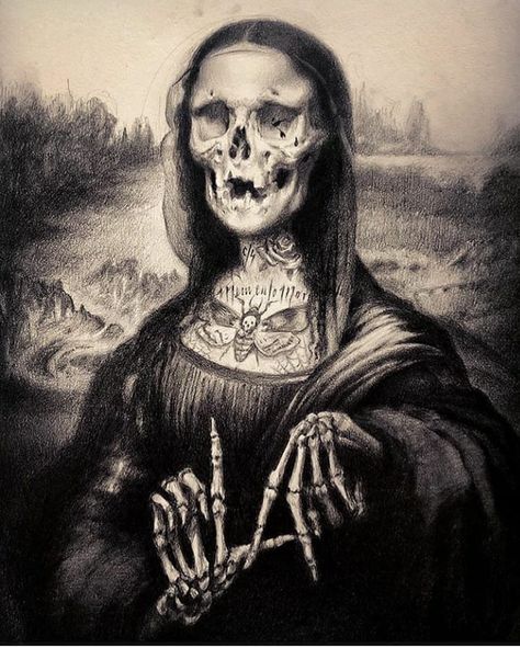 Mona Lisa Parody, Art Zine, Dark Artwork, Macabre Art, Art Parody, Soyut Sanat Tabloları, Goth Art, Wow Art, Skull Art