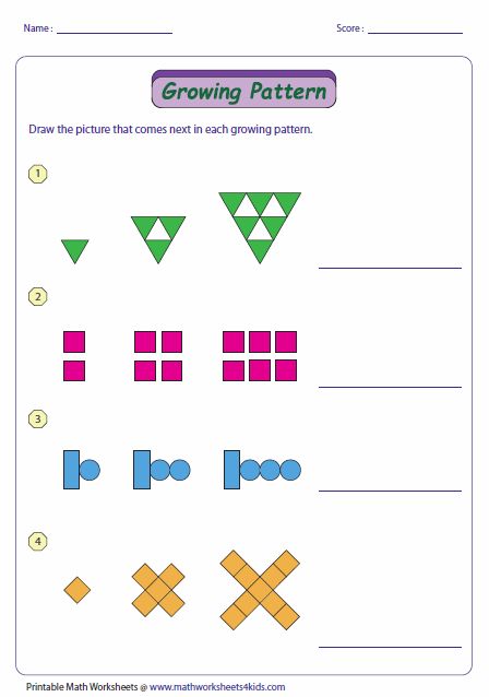 Increasing or Growing Patterns Math Patterns Activities, Patterns Worksheet, Teaching Patterns, Math Expressions, Pattern Grading, Math Patterns, Pattern Worksheet, Pattern Activities, Algebra Worksheets