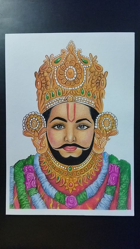 Khatu Shyam Ji Canvas Painting, Hanuman Ji Drawing Pencil Colour, Khatu Shyam Sketch Pencil, Khatu Shyam Mandala Art, Khatu Shyam Drawing Sketch, Khatu Shyam Baba Drawing, Khatu Shyam Ji Drawing, Khatu Shyam Sketch, God Painting Indian Easy