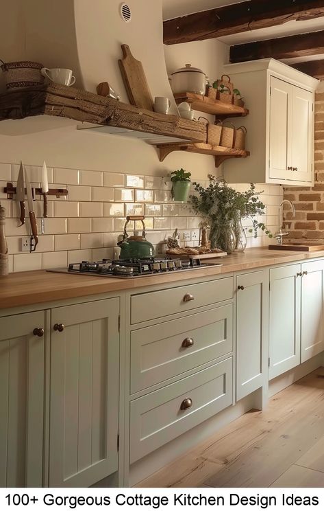 Cottage Home Kitchen Ideas, Cottage House Kitchen Ideas, Cottage Style Bungalow, Cottage Home Interior Ideas, Cottage New Build, Country Design Interior, Kitchen Rustic Ideas, Cottage Kitchens Ideas, Cottage Kitchen White Cabinets