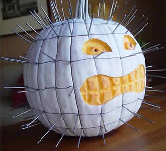 Hellraiser pumpkin Hellraiser Pumpkin, Softball Pumpkins, Pumpkin Highlights, Carved Pumpkins, Pumpkin Carvings, Blood Bank, Pumpkin Halloween Decorations, Activity Ideas, Pumpkin Halloween