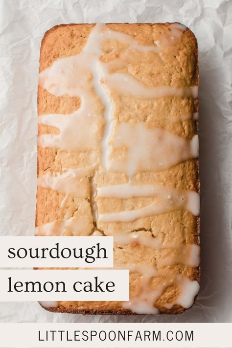 Sourdough Cakes, Lemon Sourdough, Sourdough Lemon, Little Spoon Farm, Easy Sourdough Discard Recipes, Sourdough Breakfast Recipes, Lemon Glaze Cake, Scrappy Cooking, Use Sourdough Discard