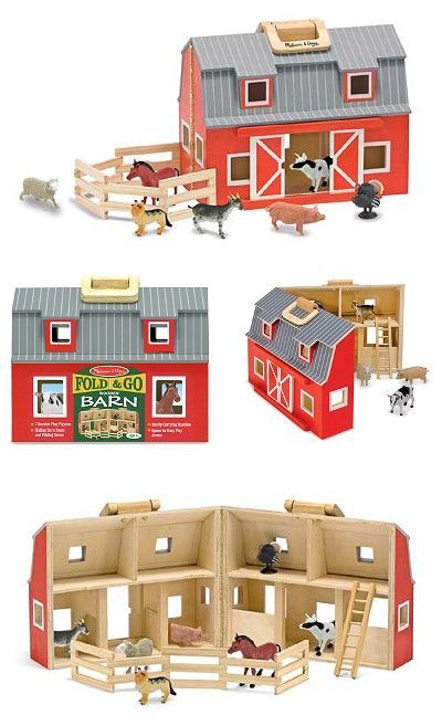 Wooden Toy Barn, Toy Barn, Farm Fun, Wooden Barn, Melissa And Doug, Farm Toys, Wooden Ladder, Down On The Farm, Plastic Toys