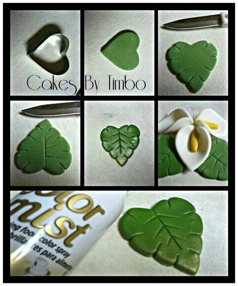 Fondant Leaf Tutorial, Polymer Clay Leaf Tutorial, Fondant Leaves Tutorial, Fondant Leaves, Polymer Clay Leaf, Clay Leaf, Fondant Flower Tutorial, Heart Leaf, Modelling Clay