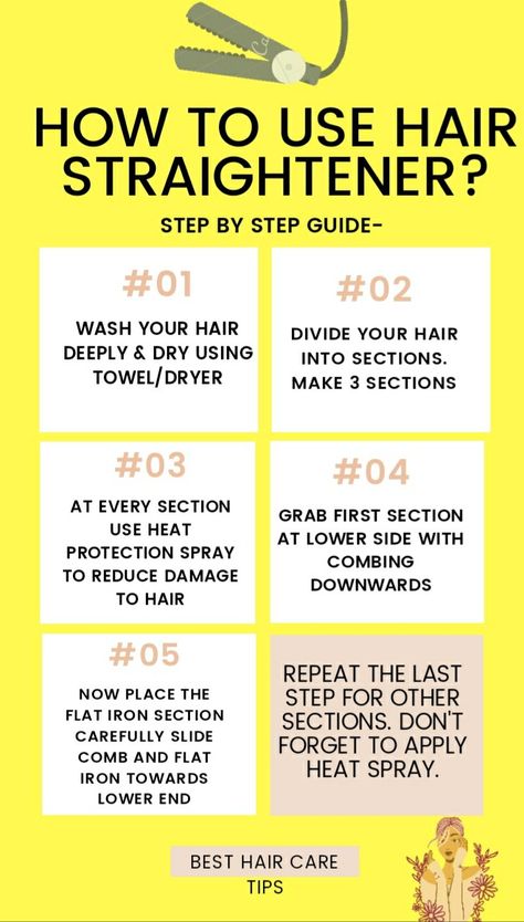 Step by step guide to use Hair Straightener at home Comb For Curly Hair, Glow Hair, Professional Hair Straightener, Best Hair Straightener, Dry Curly Hair, How To Curl Short Hair, Thick Curly Hair, Step By Step Hairstyles, Hair Straighteners