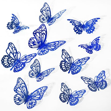 PRICES MAY VARY. Package Include: You'll receive 72 blue butterflies wall decor in 3 distinct styles, each available in 3 different sizes and with 4 pieces per size. Plus, we've included 72 double-sided adhesive dots to make installation a breeze. You can create a stunning and unique display that is sure to catch the eye Elegant and Durable: Made from high-quality materials with a beautiful blue finish, our butterfly wall decor stickers are not only stunning but also long-lasting. You can even f Blue Butterfly Decorations, Santa Grotto, Blue Wall Stickers, Butterflies Wall Decor, Butterfly Themed Birthday Party, Butterfly Birthday Theme, Butterfly Garland, Decor Stickers, Blue Butterflies