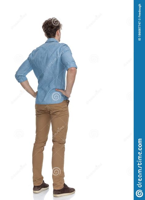 Guy Standing Back View, Relaxed Standing Pose, Casual Man, Poses Drawing, Hands On Hips, 남자 몸, Body Reference Poses, Figure Sketching, Standing Poses