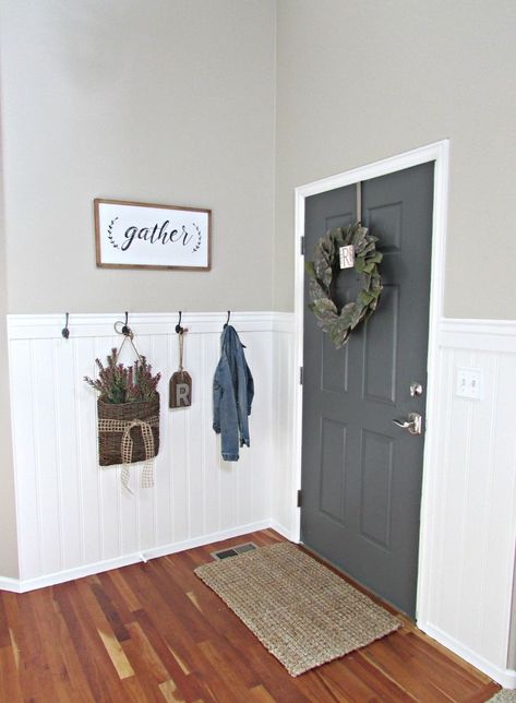 When you’re SO over your boring entryway, this might be the most inexpensive way to dramatically transform it! Diy Beadboard, Home Remodeling Diy, Entryway Wall, Small Entryway, Living Room Remodel, Diy Remodel, Room Remodeling, Creative Home, Home Improvement Projects