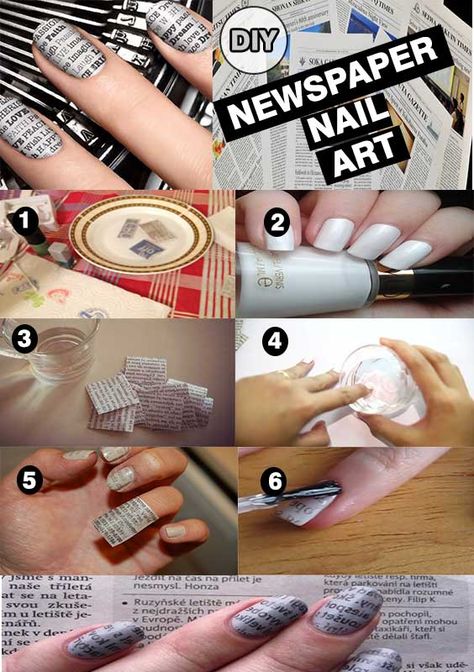 Art With Water, Newspaper Nail Art, Nail Art Patterns, Newspaper Nails, Nail Art Diy Easy, Natural Nail Care, Nail Art Designs Diy, Nail Growth, Diy Nail Designs