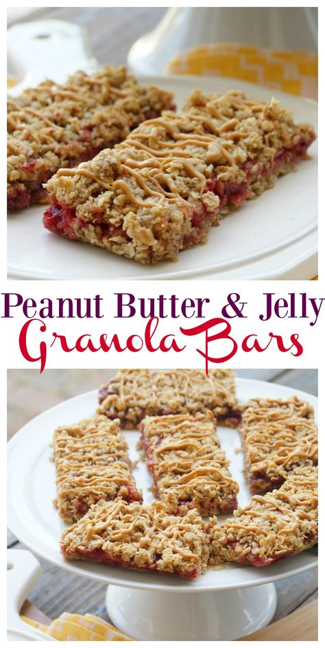 Simple Homemade Peanut Butter and Jelly Granola Bars, an easy snack for back to school! Homemade Bobos Pbj, Breakfast Ideas Healthy Kids, Christian Meals, Homemade Nutrigrain Bars, Gf Bars, Easy Homemade Granola Bars, Kid Breakfast, Homemade Granola Bar Recipe, Cereal Bars Recipes